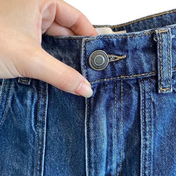 Zara Cargo Pants High Waisted Pockets Medium Blue Denim Bloggers Favorite Size 0 - Picture 4 of 16